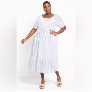 NWT ‘LANE BRYANT’ Perfect Sleeve Scoop-Neck Tiered Striped Midi Dress Size 18